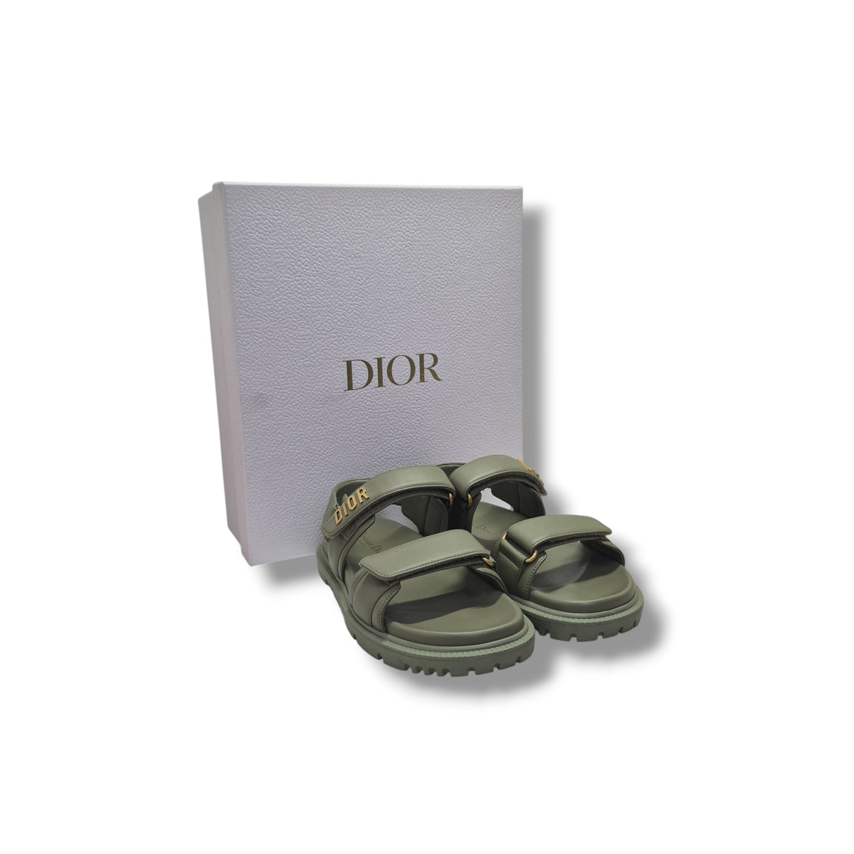 Christian Dior Dioract Lambskin Sandal Ghw (Pastel Peyote Green)