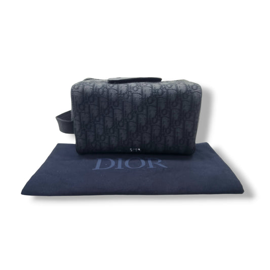 Christian Dior Lingot Toiletry Pouch Oblique Jacquard Shw (Black)