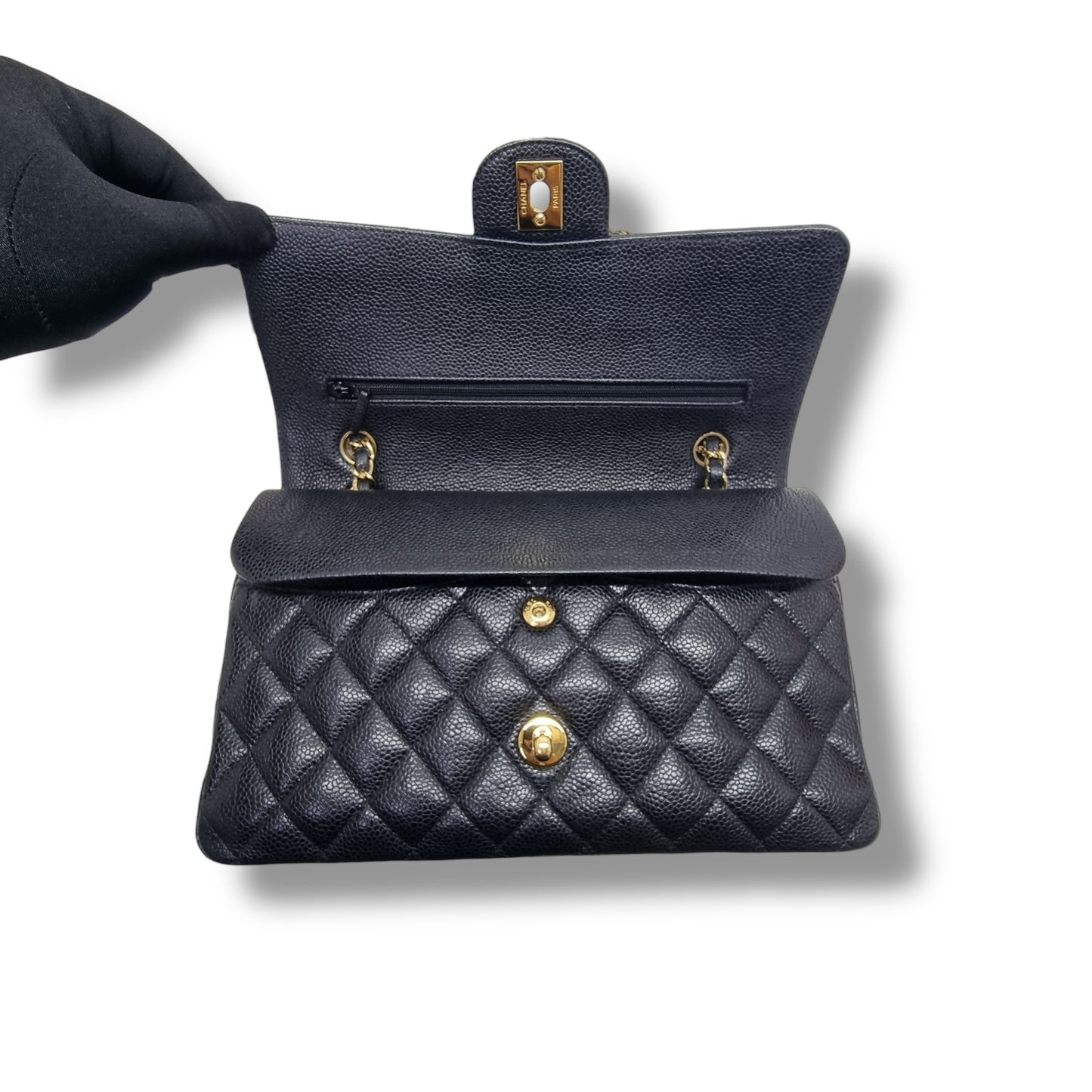 Chanel Classic Medium Double Flap Caviar Black Ghw