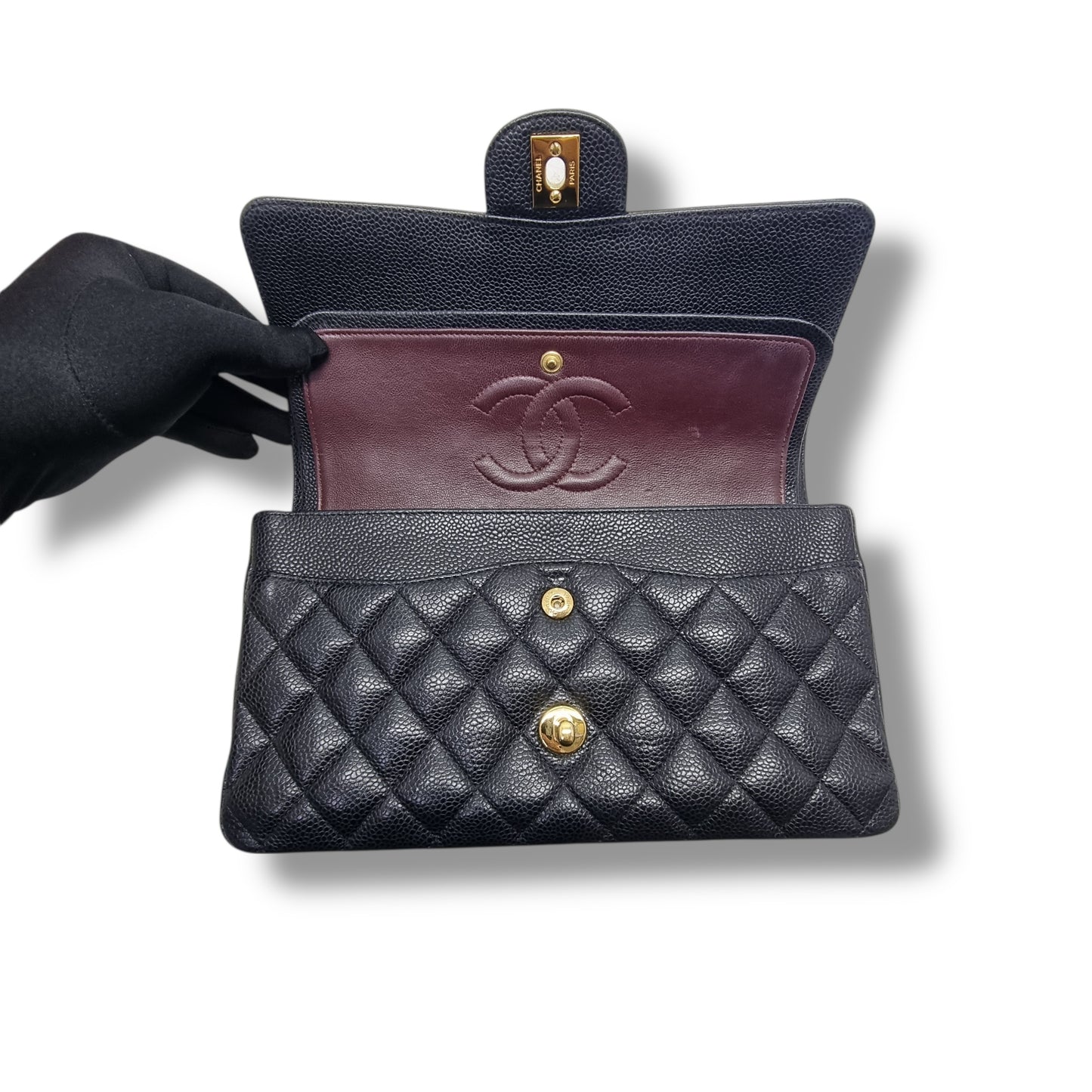 Chanel Classic Medium Double Flap Caviar Black Ghw