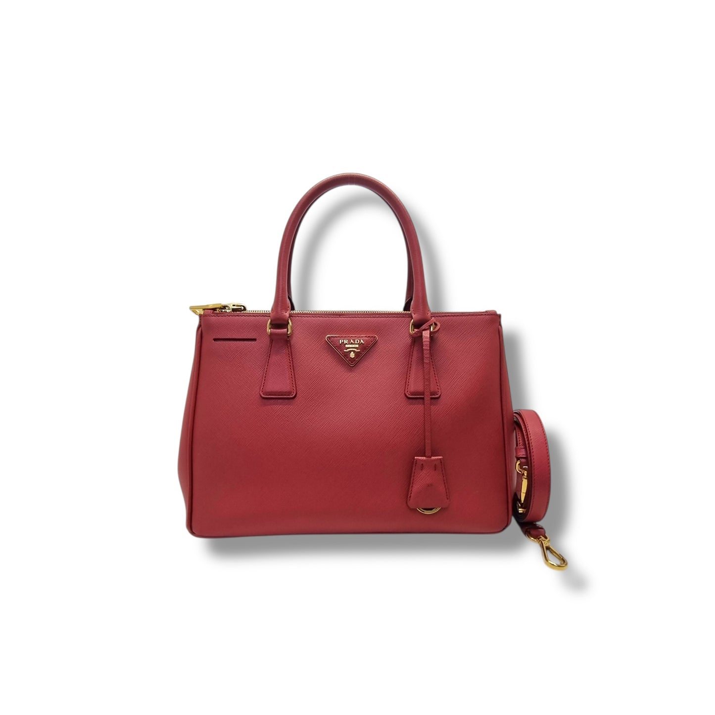 Prada BN1801 Galleria Saffiano Lux Small Double Zip Tote Bag Ghw (Fuoco/Red)