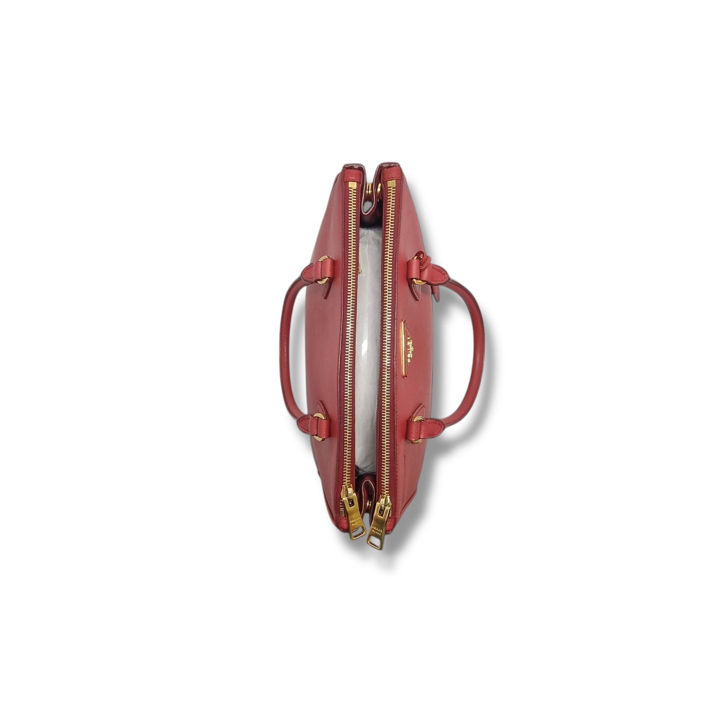 Prada BN1801 Galleria Saffiano Lux Small Double Zip Tote Bag Ghw (Fuoco/Red)