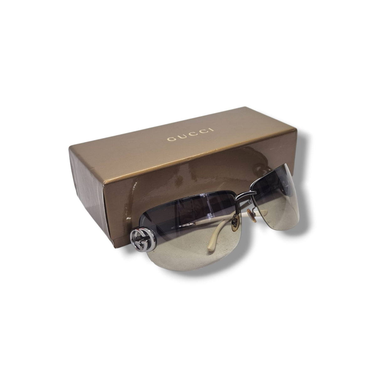 Gucci GG Interlocking Sunglasses Shw (Grey/White)