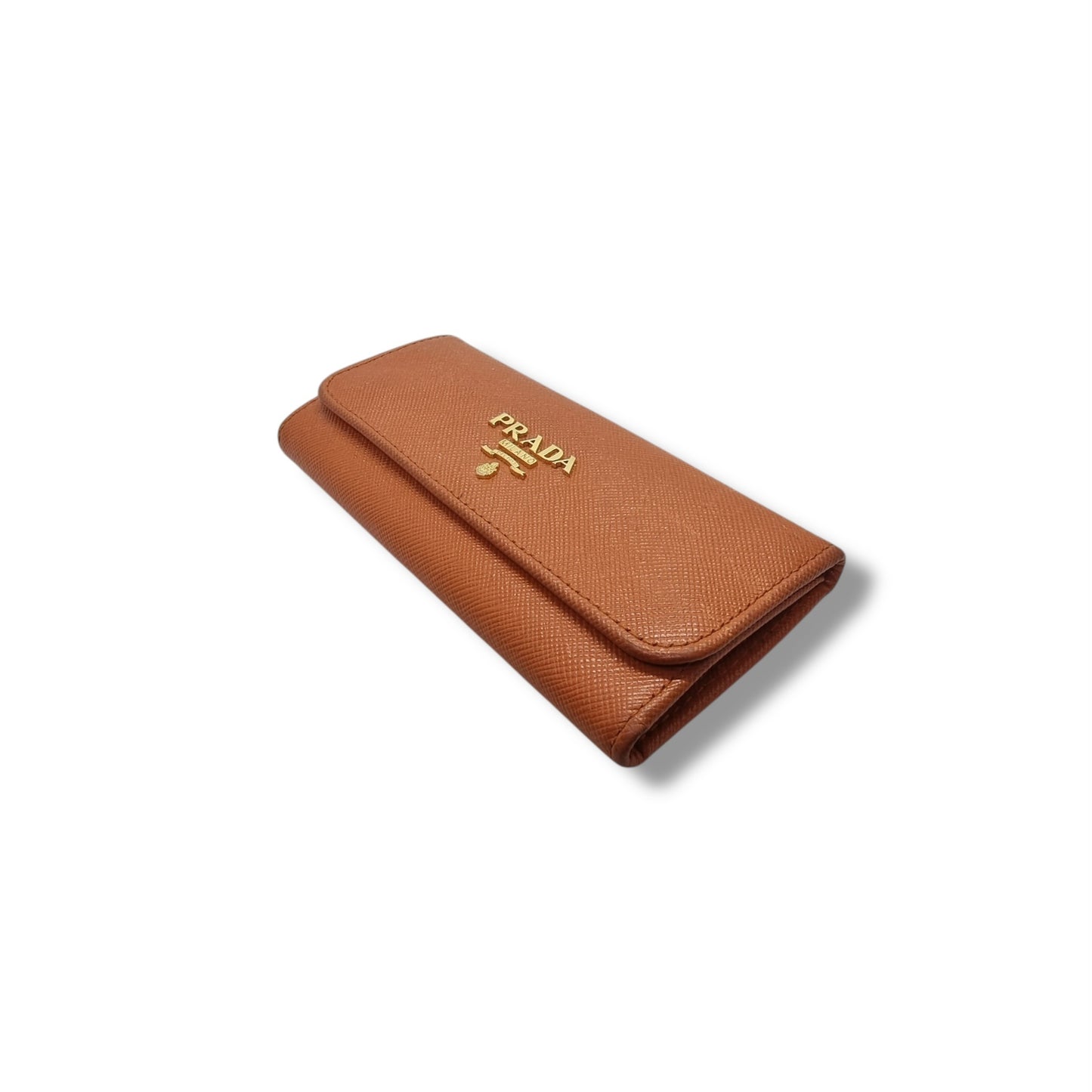 Prada 1M0223 Saffiano Leather Key Holders Ghw (Orange)