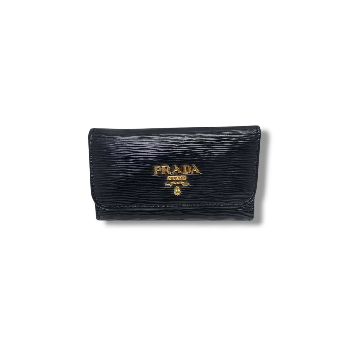 Prada 1PG222 Vitello Move Key Holder Ghw (Black)