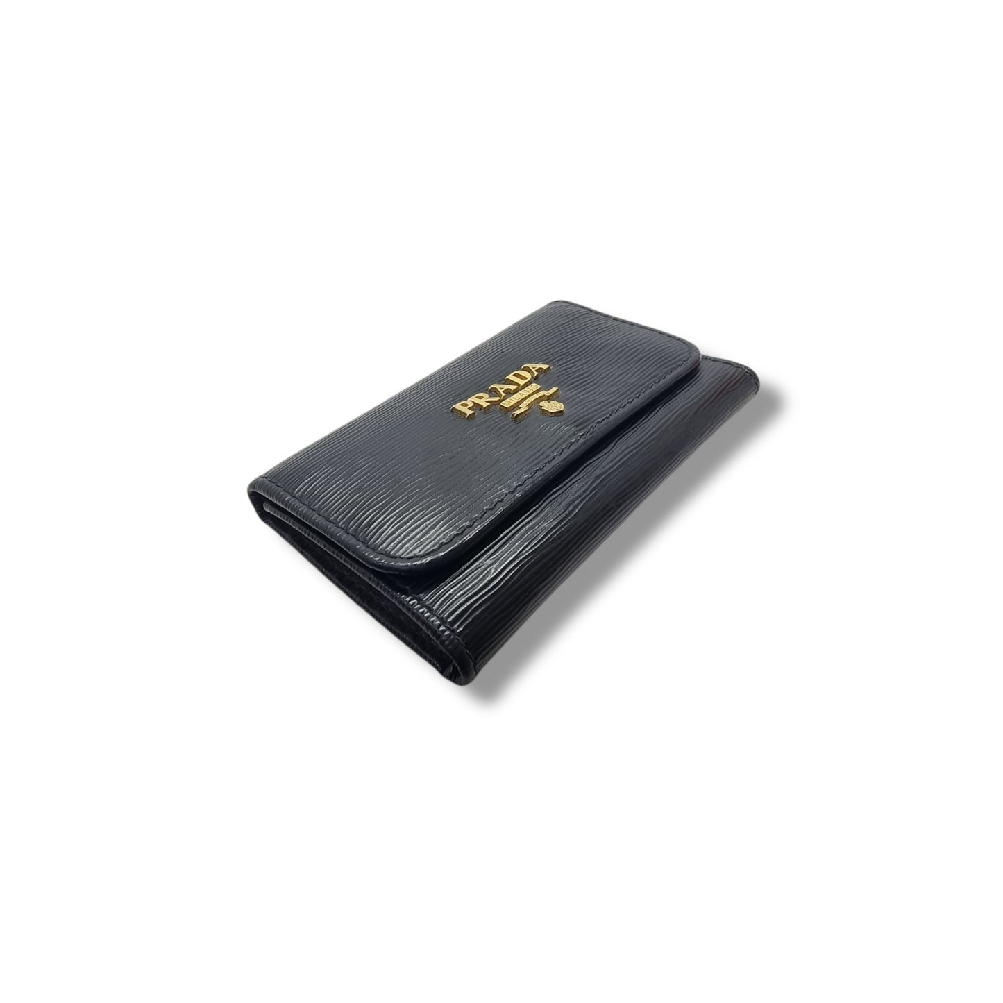 Prada 1PG222 Vitello Move Key Holder Ghw (Black)