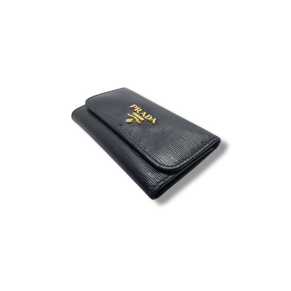 Prada 1PG222 Vitello Move Key Holder Ghw (Black)