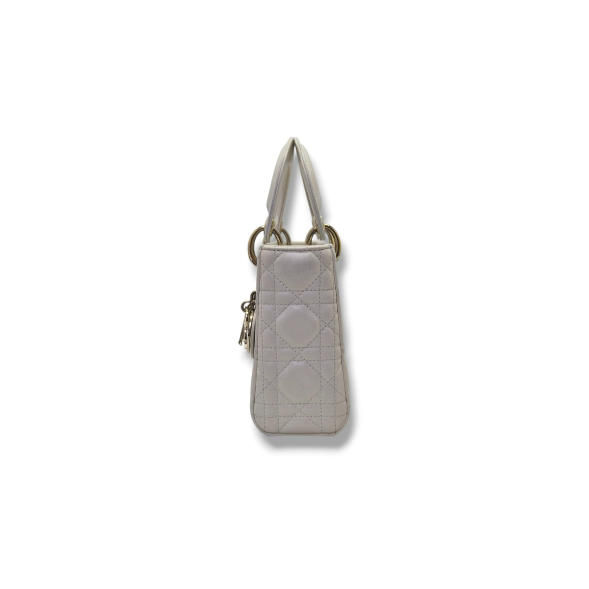 Christian Dior Lady Dior Mini Cannage Lambskin Ghw (Latte)