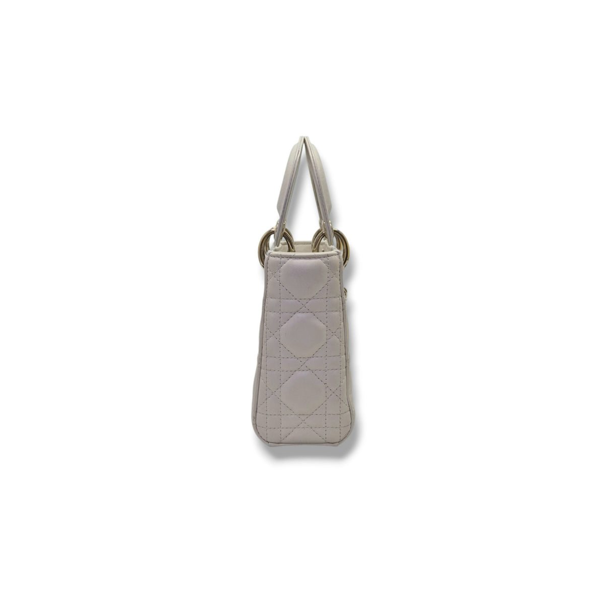 Christian Dior Lady Dior Mini Cannage Lambskin Ghw (Latte)