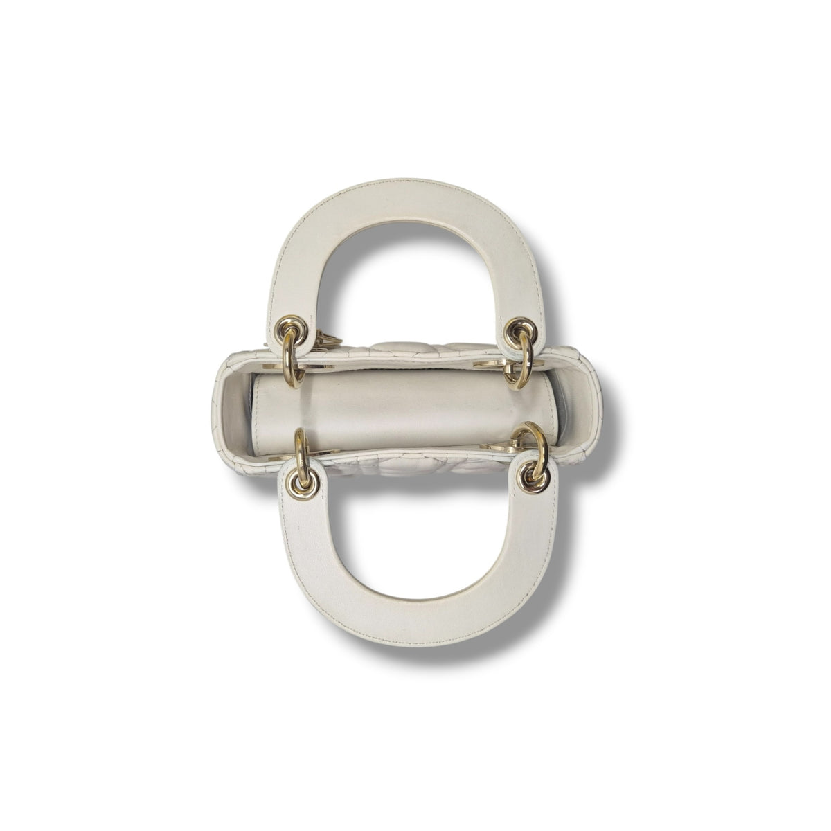 Christian Dior Lady Dior Mini Cannage Lambskin Ghw (Latte)