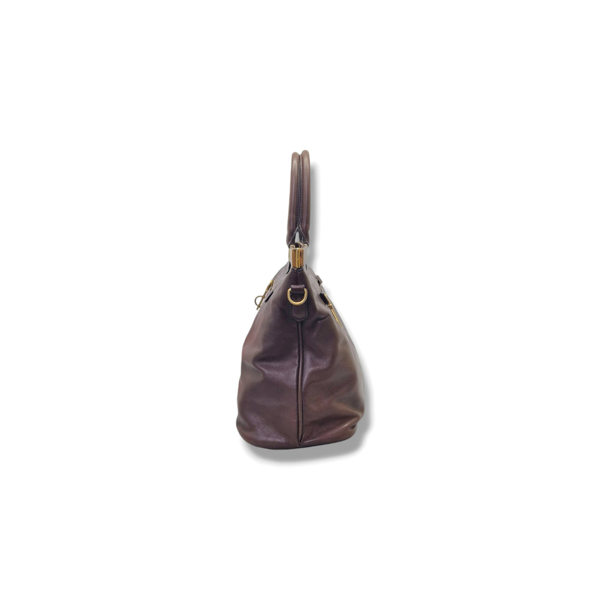 Prada Rubino Soft Calf Hinge Frame Tote bag Ghw (Brown)