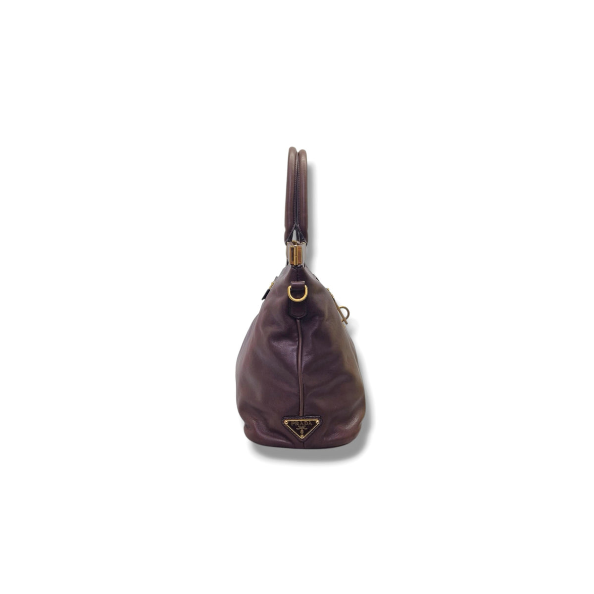 Prada Rubino Soft Calf Hinge Frame Tote bag Ghw (Brown)