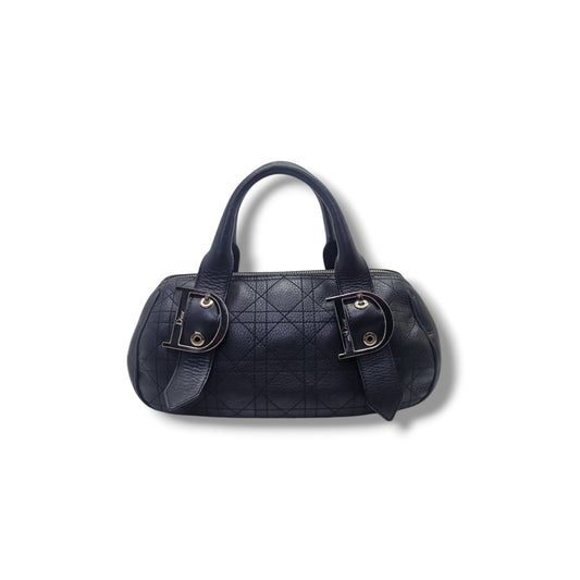 Christian Dior Dior Cannage Quilted Leather Bowler Bag Shw (Black)