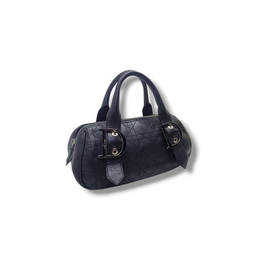 Christian Dior Dior Cannage Quilted Leather Bowler Bag Shw (Black)