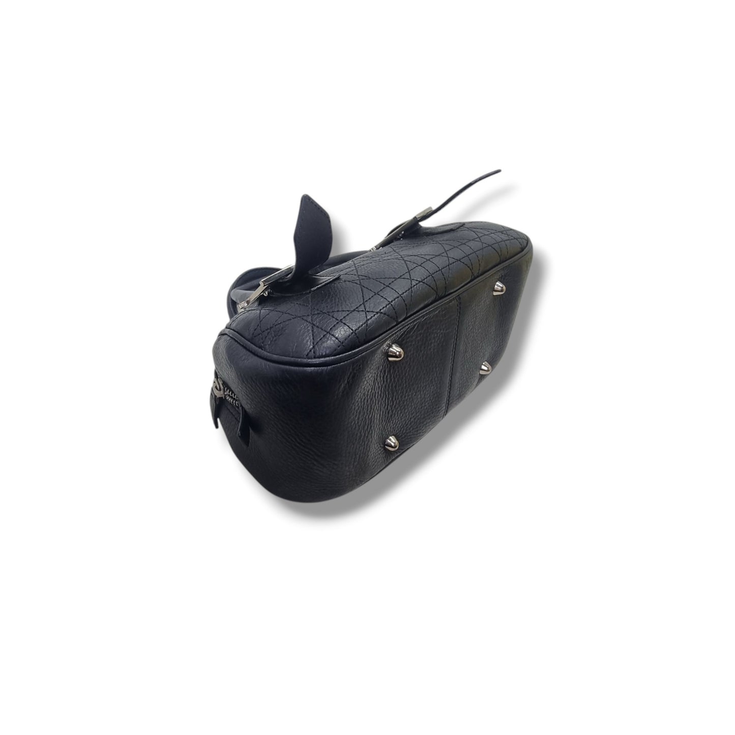 Christian Dior Dior Cannage Quilted Leather Bowler Bag Shw (Black)