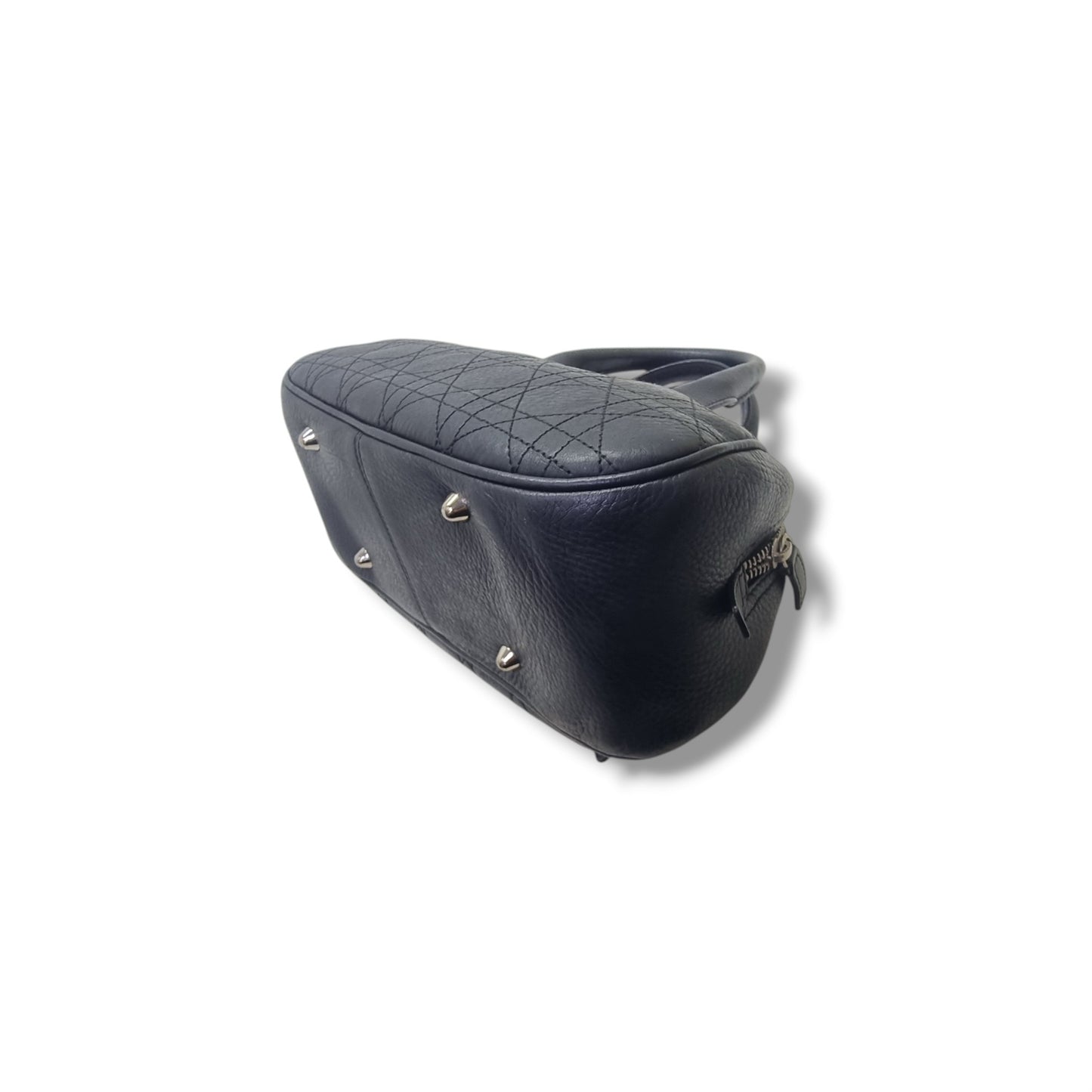 Christian Dior Dior Cannage Quilted Leather Bowler Bag Shw (Black)