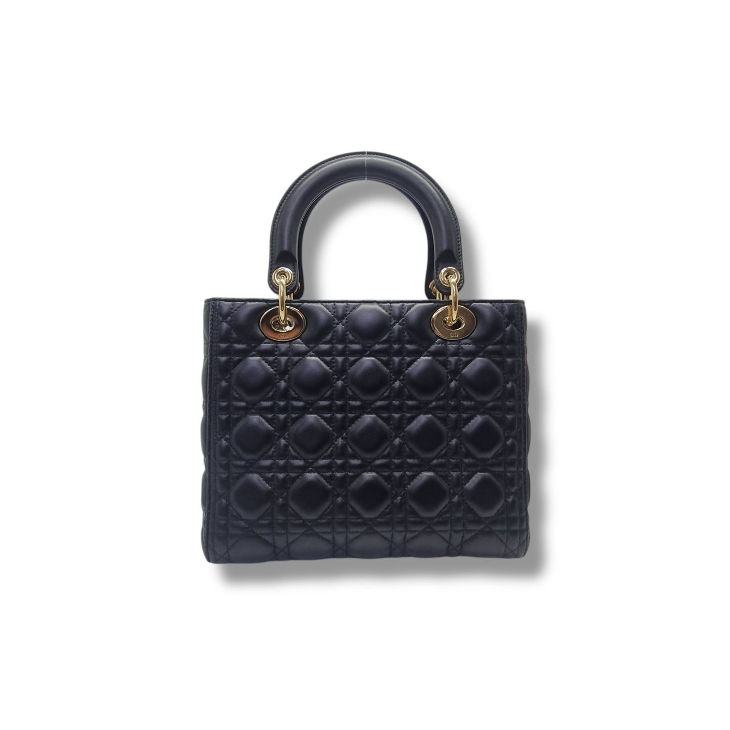 Christian Dior Lady Dior Medium Cannage Lambskin Ghw (Black)