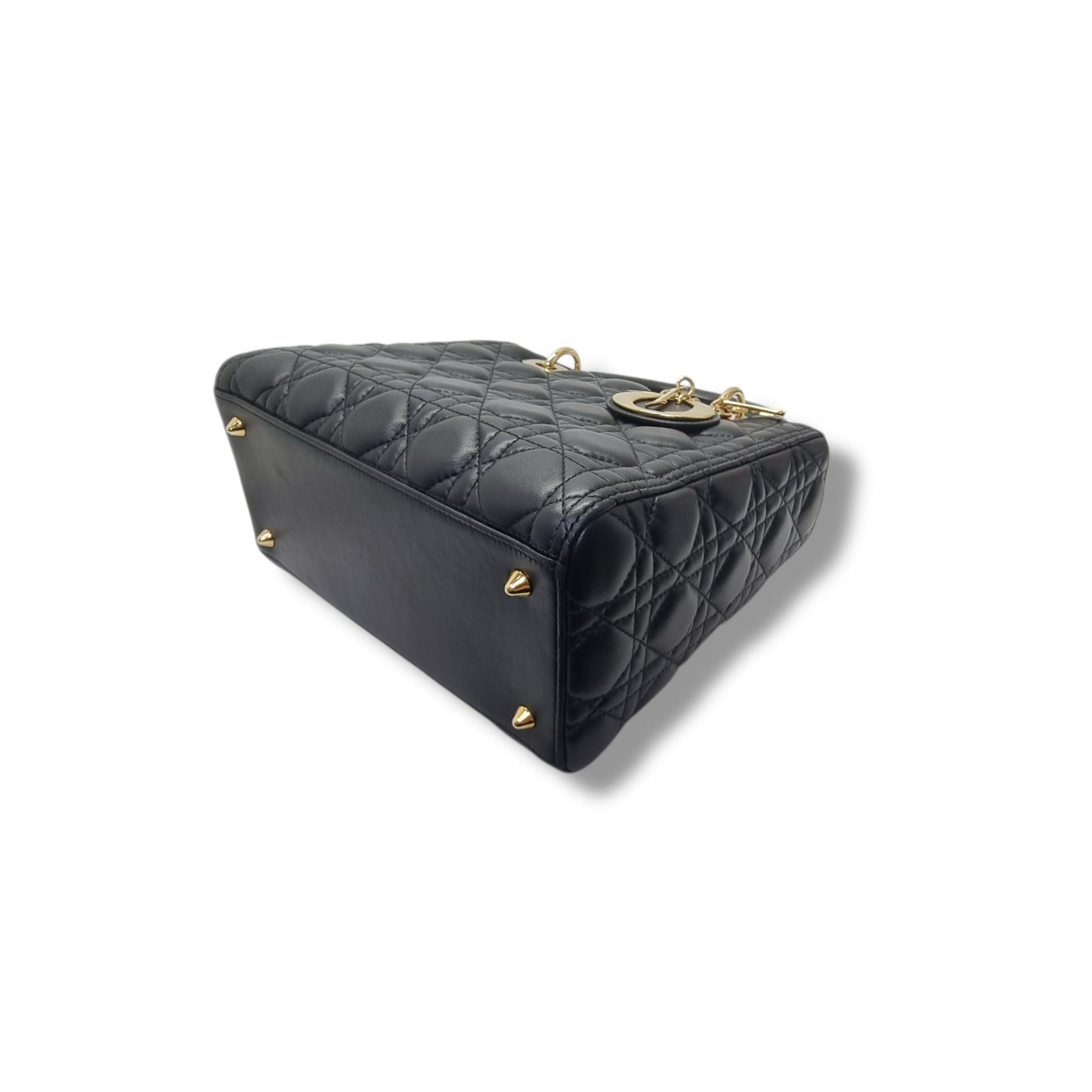 Christian Dior Lady Dior Medium Cannage Lambskin Ghw (Black)