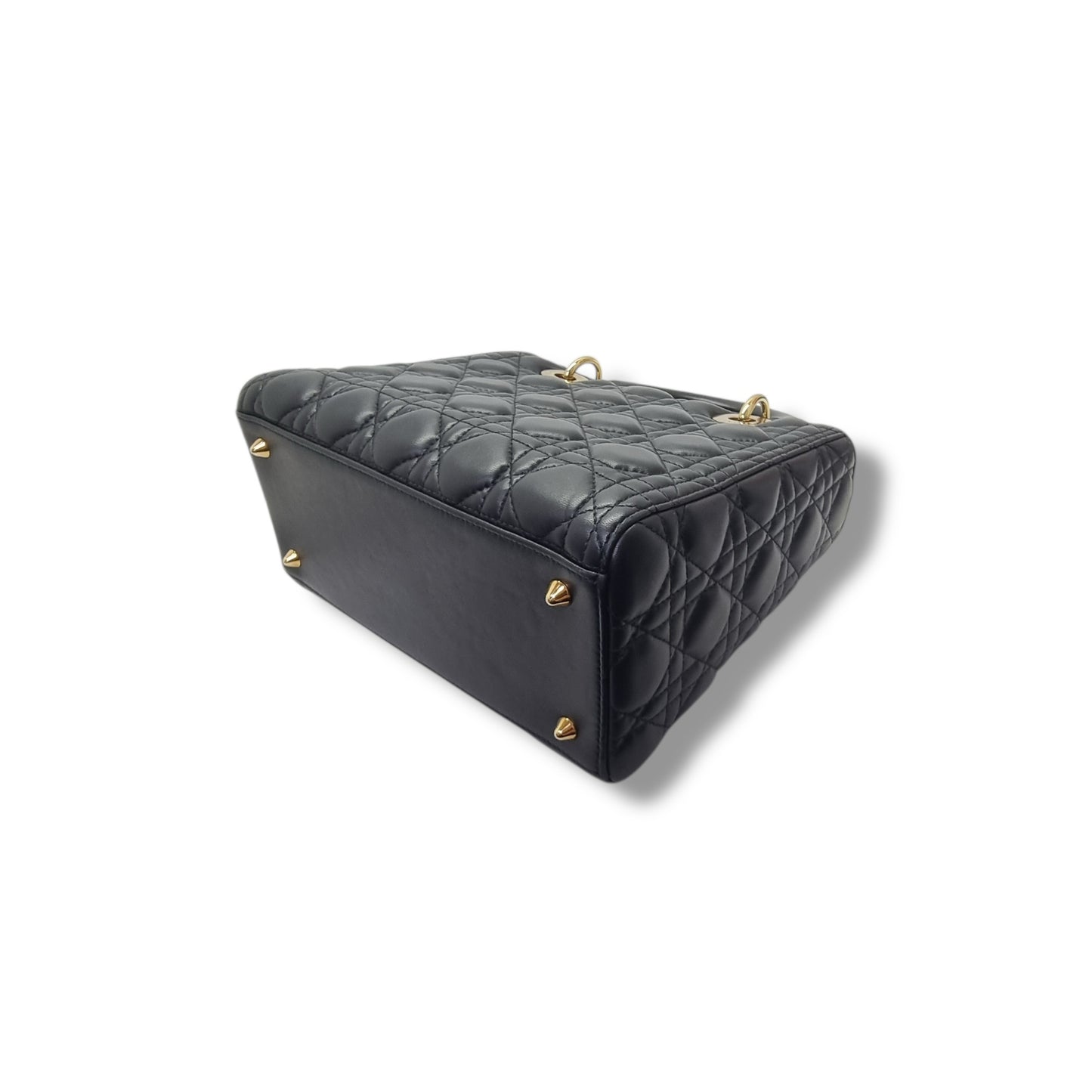 Christian Dior Lady Dior Medium Cannage Lambskin Ghw (Black)