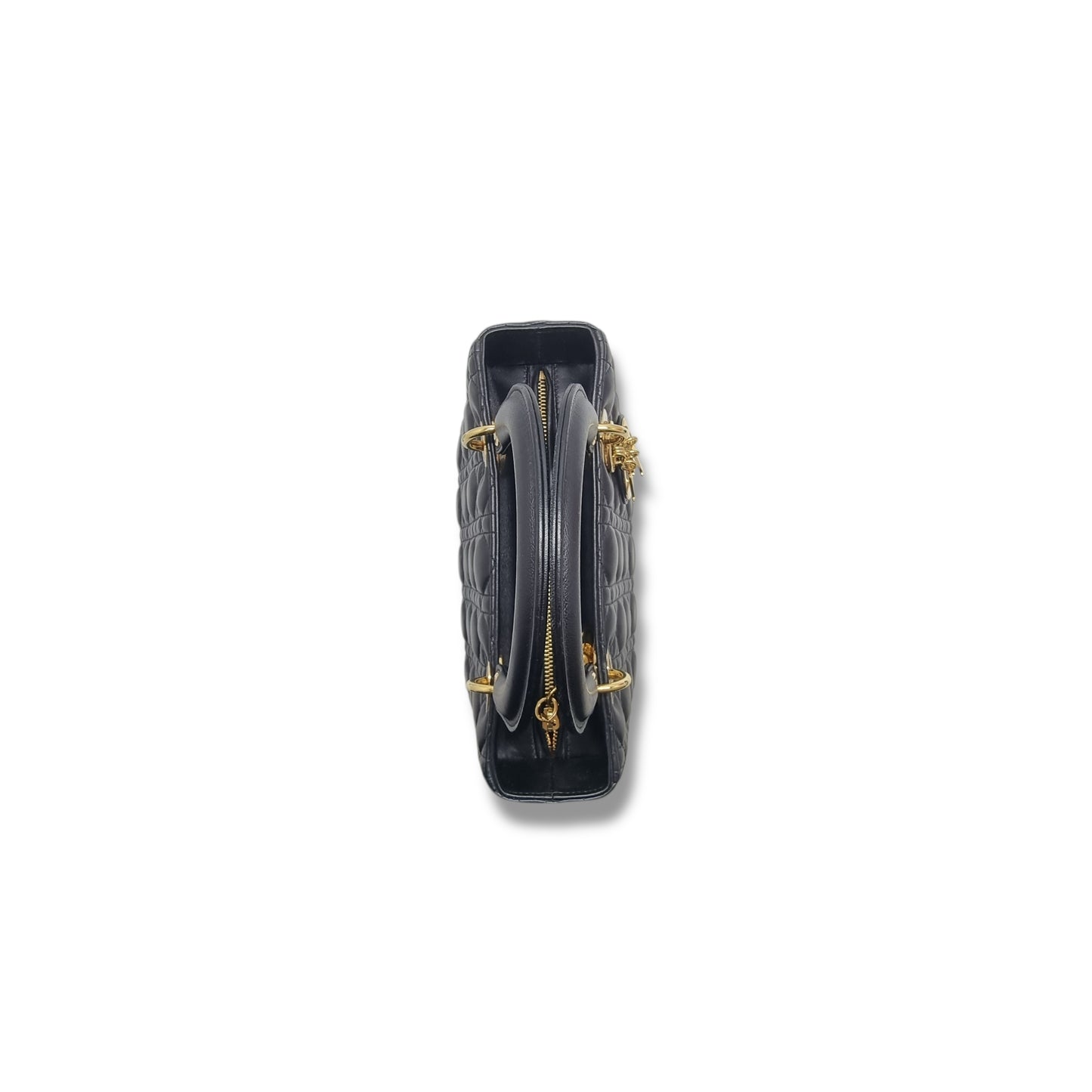 Christian Dior Lady Dior Medium Cannage Lambskin Ghw (Black)