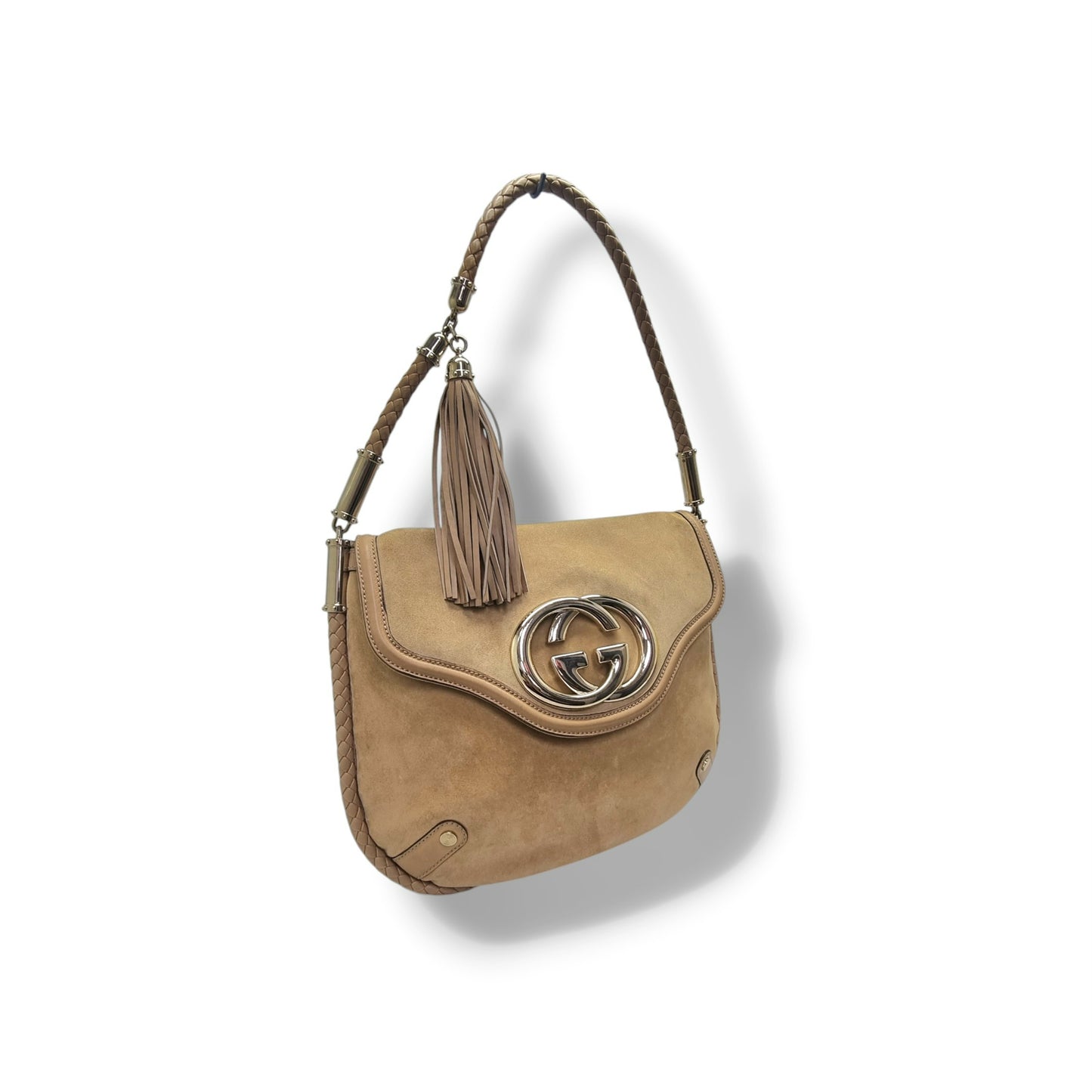 Gucci Britt Tassel Medium Hobo Bag Ghw ( Tan/Brown)