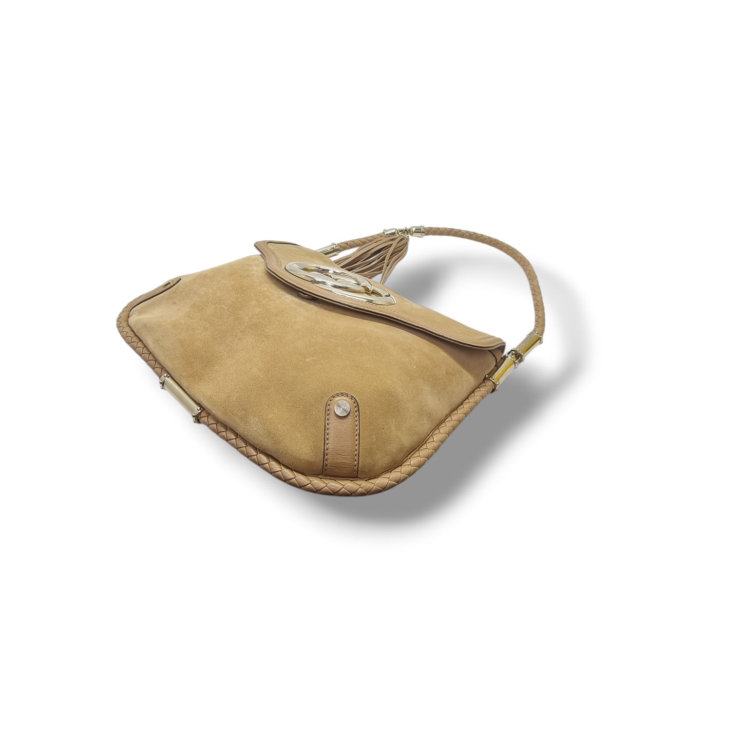 Gucci Britt Tassel Medium Hobo Bag Ghw ( Tan/Brown)