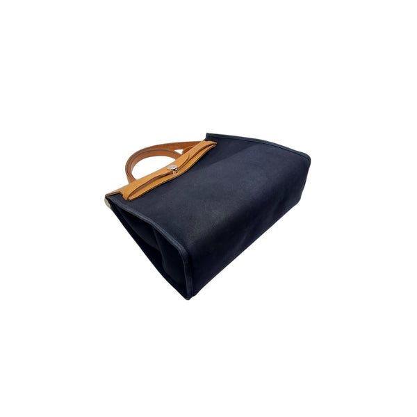 Hermes Herbag PM 31 (2 In 1) Palladium Hw (Navy Blue/Beige)