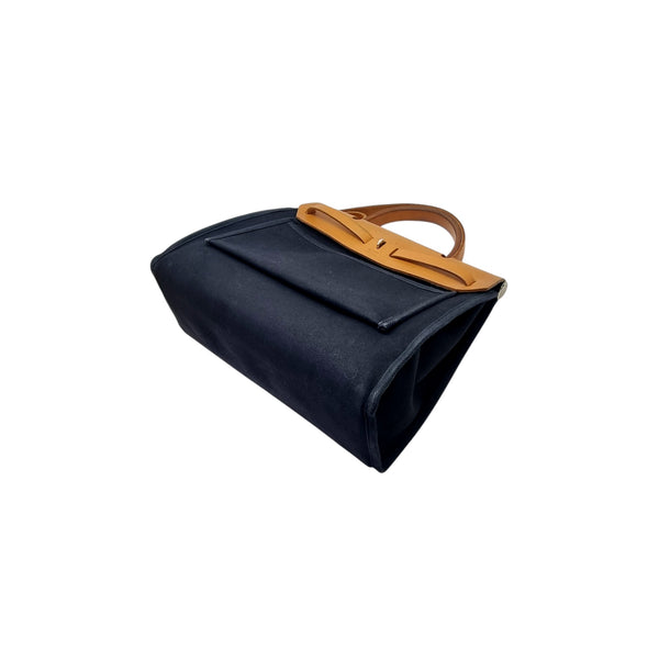 Hermes Herbag PM 31 (2 In 1) Palladium Hw (Navy Blue/Beige)