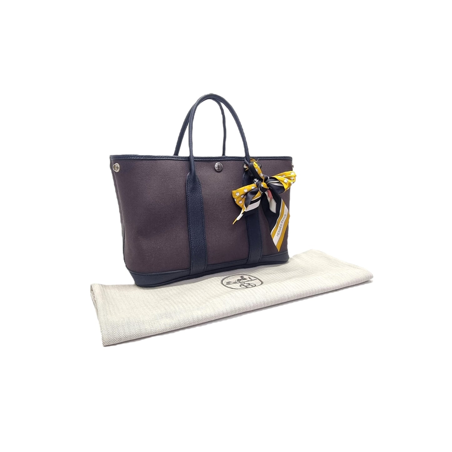 Hermes Garden Party 30 Canvas Palladium Hw (Bordeaux/Black)