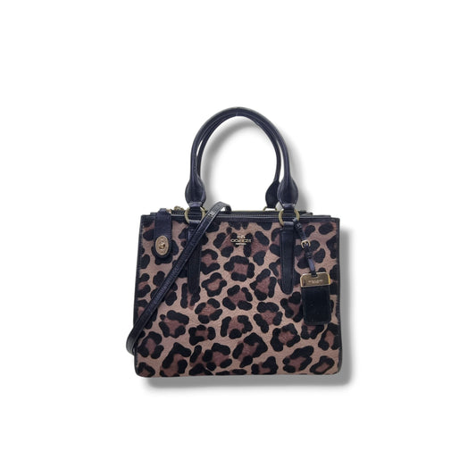 Coach Carryall Printed Haircalf Tote Bag Ghw (Black/Brown)