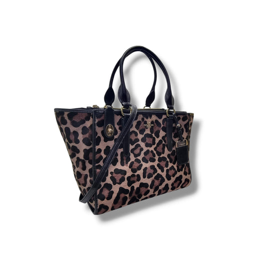 Coach Carryall Printed Haircalf Tote Bag Ghw (Black/Brown)