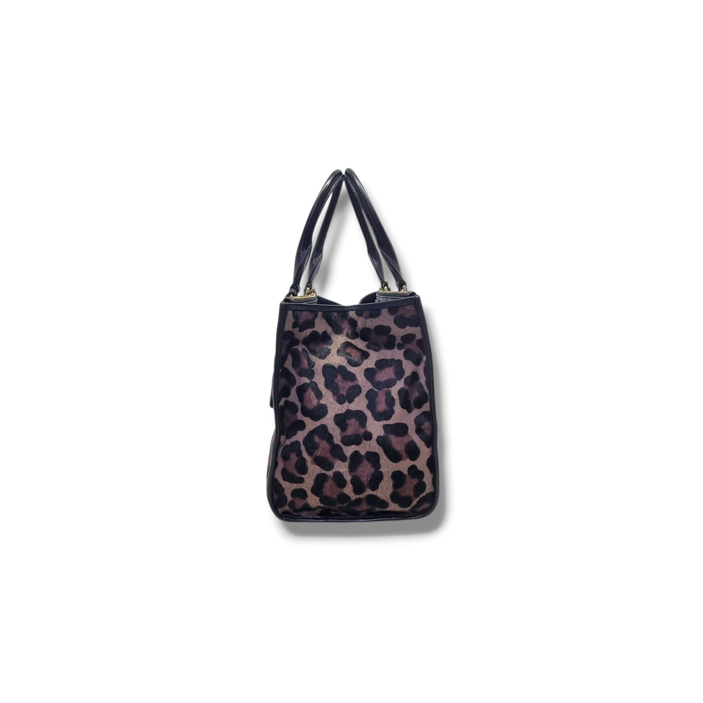 Coach Carryall Printed Haircalf Tote Bag Ghw (Black/Brown)
