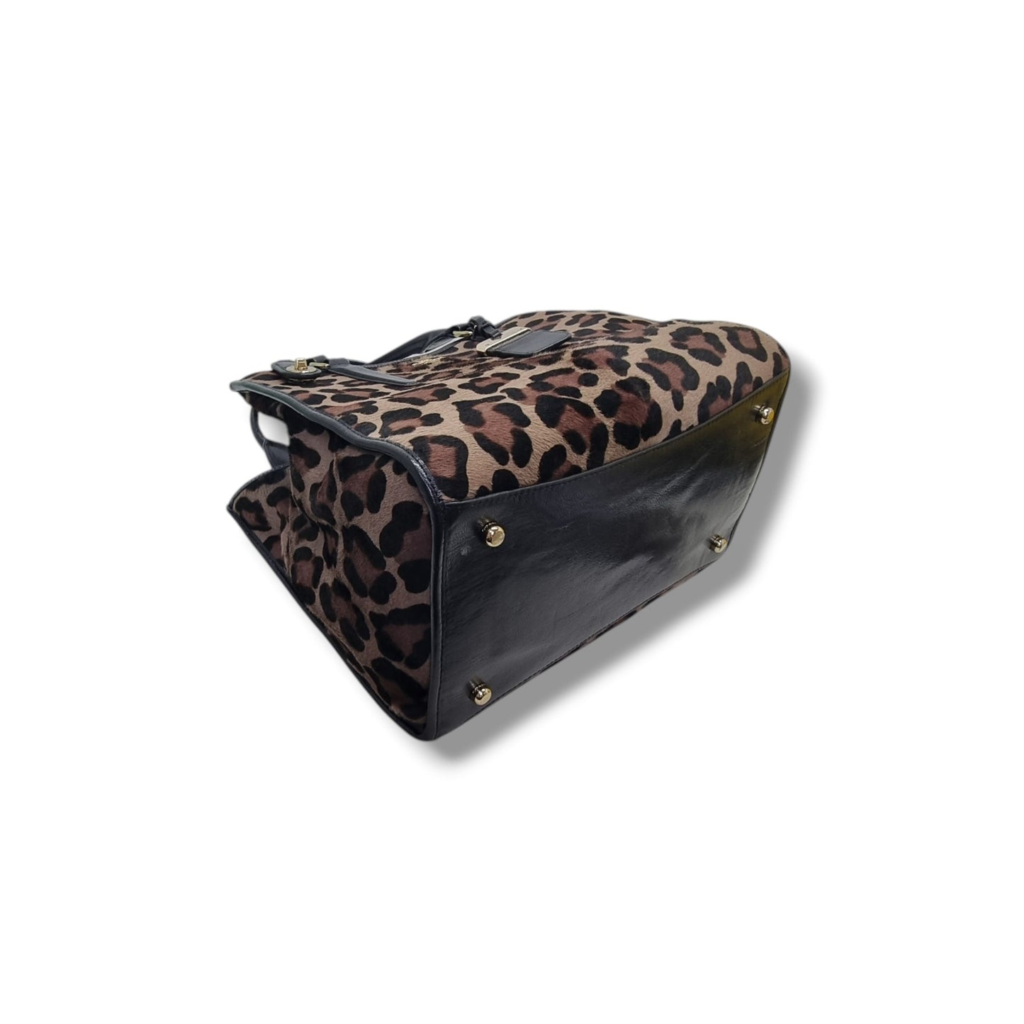 Coach Carryall Printed Haircalf Tote Bag Ghw (Black/Brown)