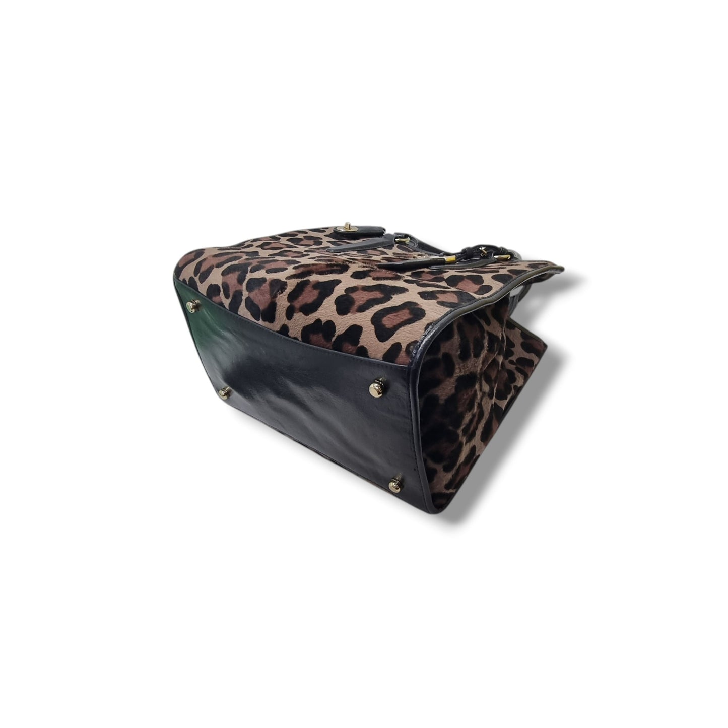 Coach Carryall Printed Haircalf Tote Bag Ghw (Black/Brown)
