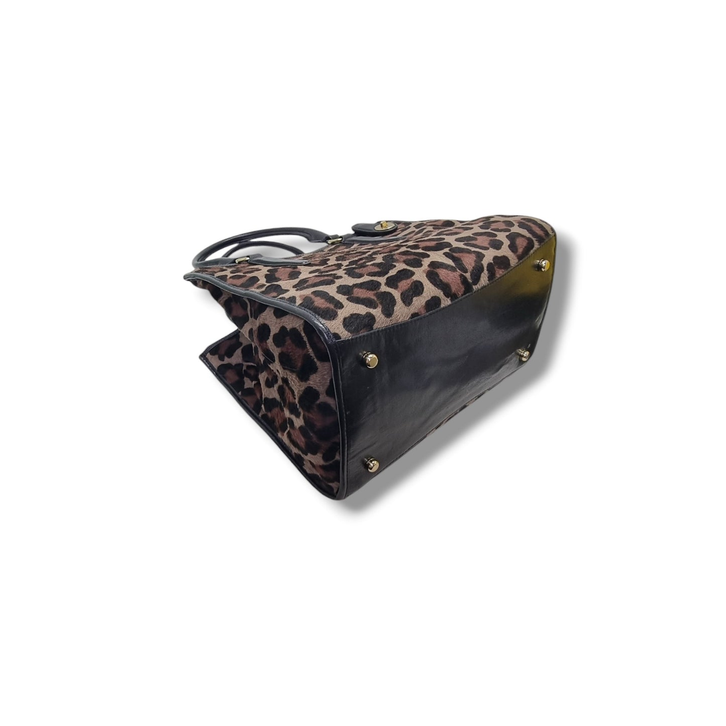 Coach Carryall Printed Haircalf Tote Bag Ghw (Black/Brown)
