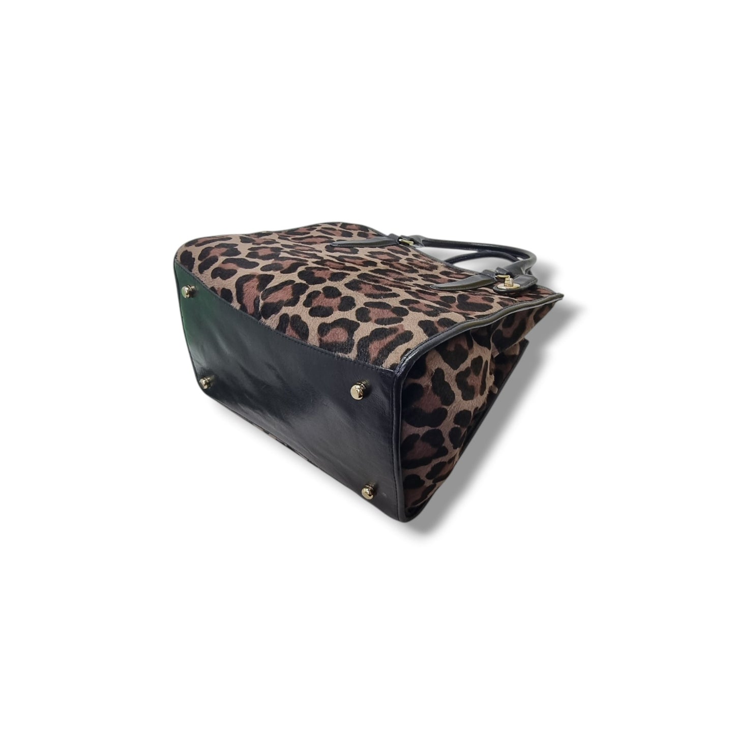 Coach Carryall Printed Haircalf Tote Bag Ghw (Black/Brown)