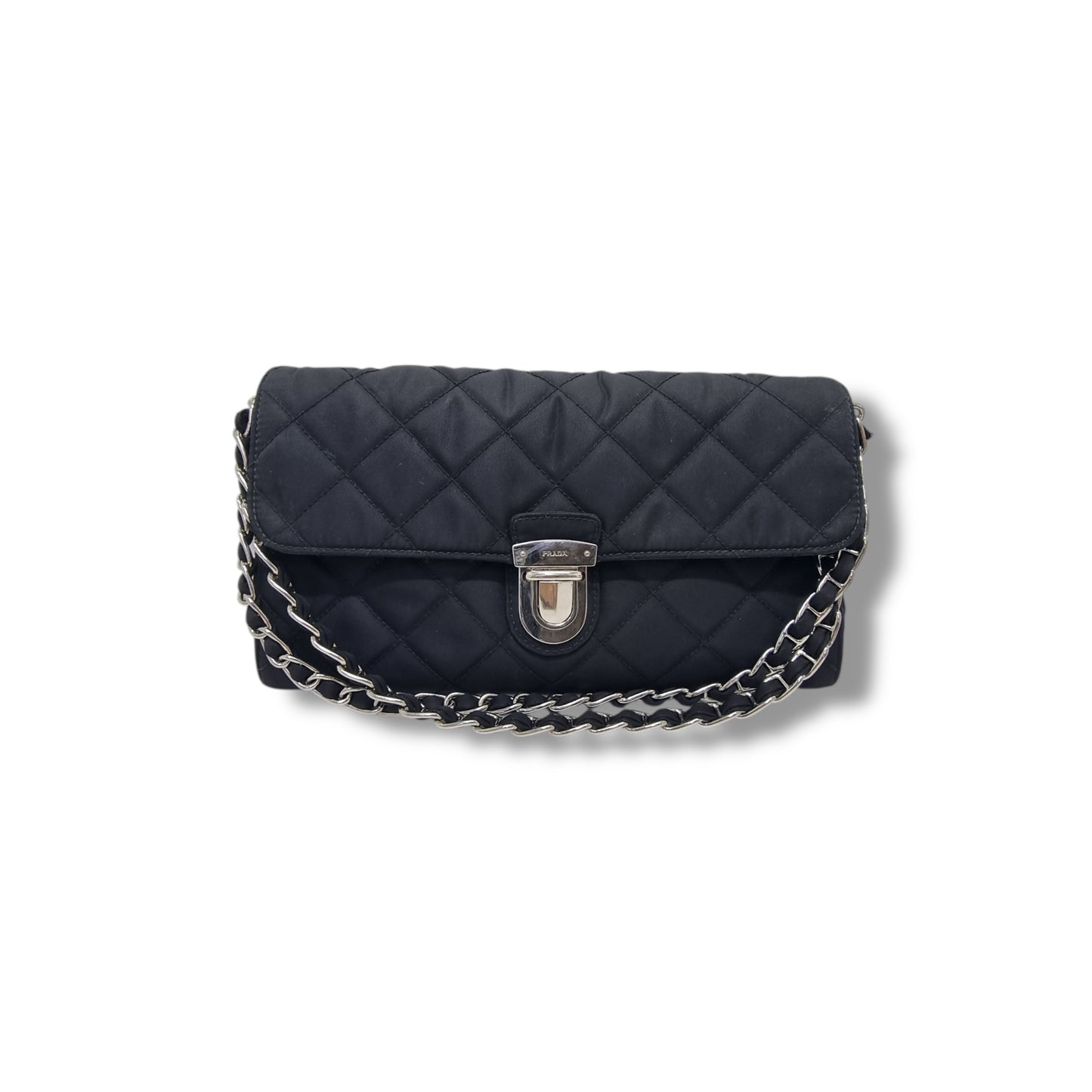 Prada BP0584 Nylon Quilted Crossbody Shw (Black)