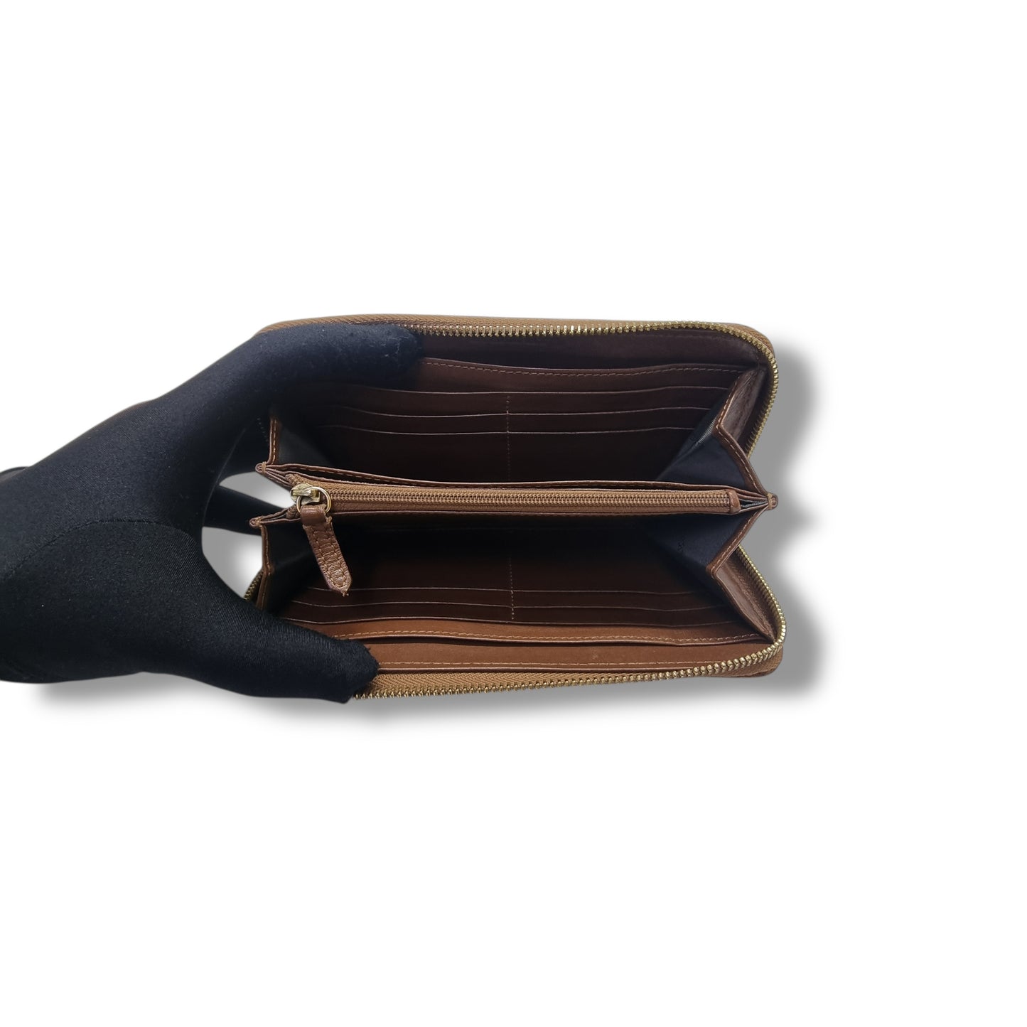 Burberry Smoked Check Canvas Zip Around Wallet Ghw (Brown)