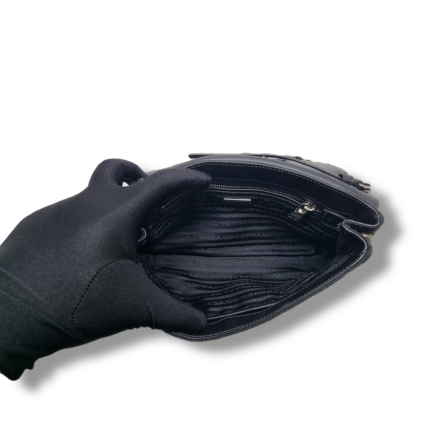 Prada BP0584 Nylon Quilted Crossbody Shw (Black)