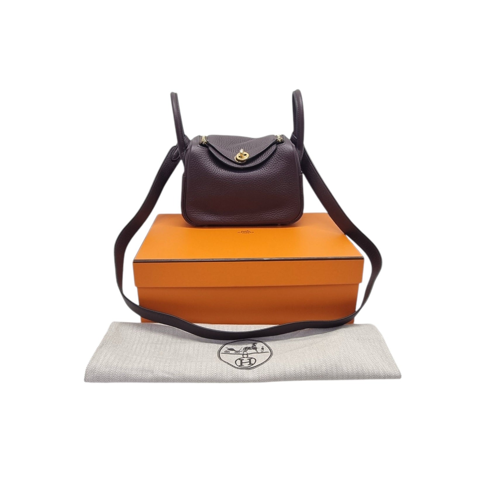 Hermes Mini Lindy Clemence Rouge Sellier Ghw