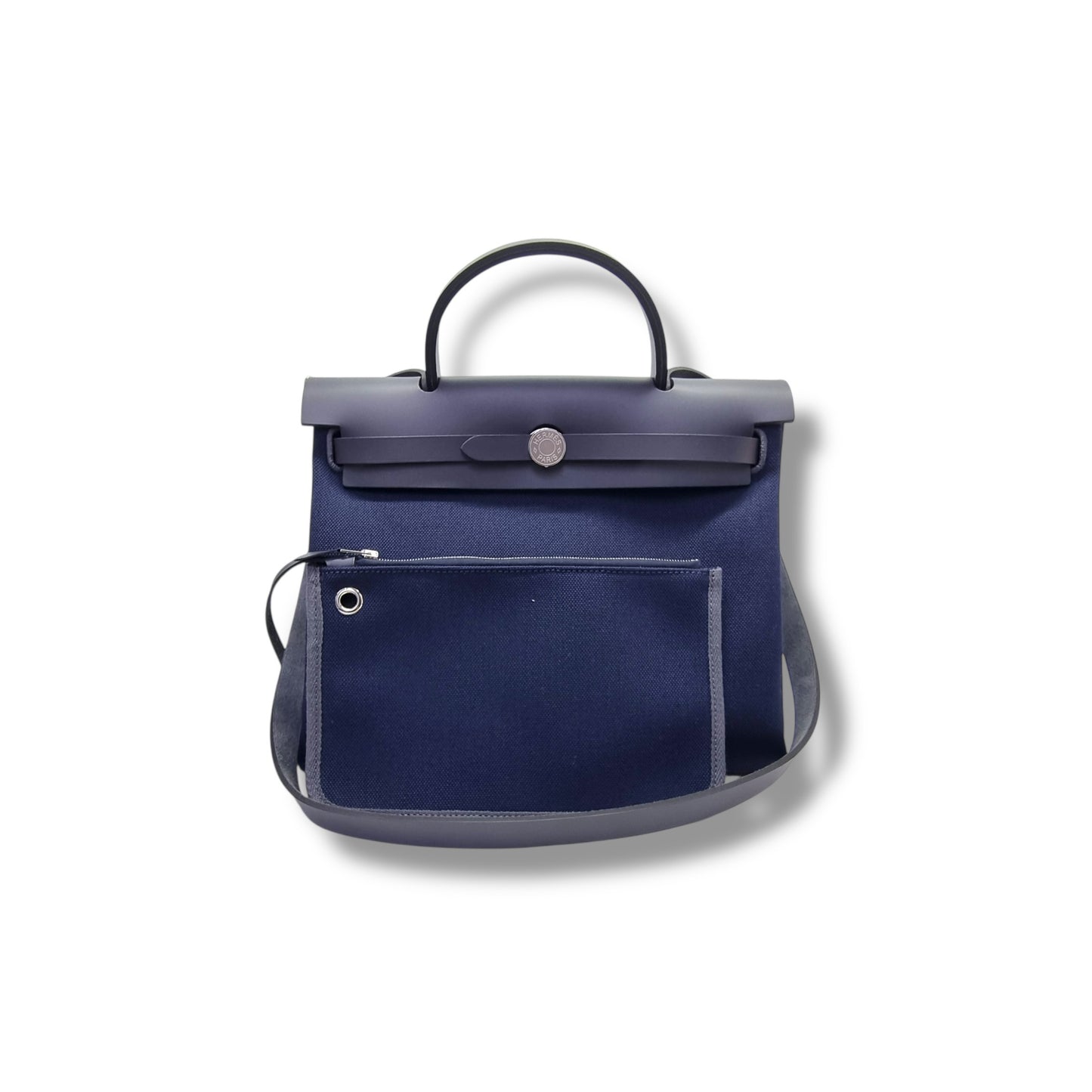 Hermes Herbag Zip PM 31 Canvas Hunter Cowhide Leather Phw (Bleu Marine/Ardoise)