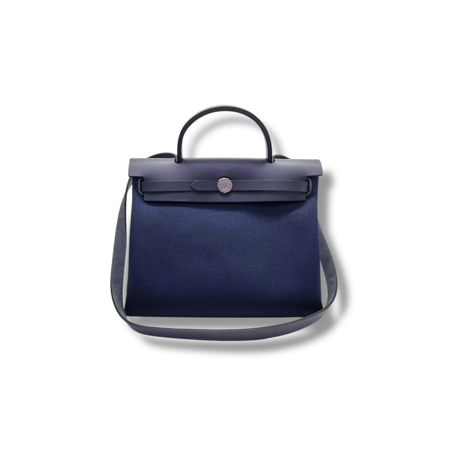 Hermes Herbag Zip PM 31 Canvas Hunter Cowhide Leather Phw (Bleu Marine/Ardoise)