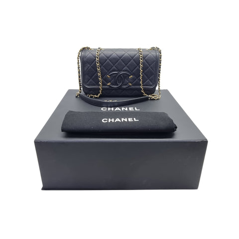 Chanel CC Filigree Flap Caviar Ghw (Black)