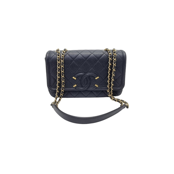 Chanel CC Filigree Flap Caviar Ghw (Black)