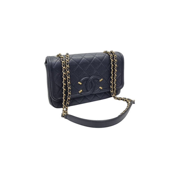 Chanel CC Filigree Flap Caviar Ghw (Black)