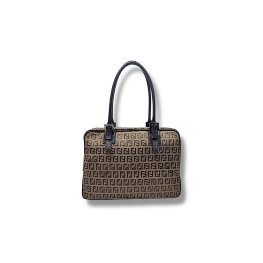 Fendi Zucchino Canvas Shoulder Bag Shw( Brown)