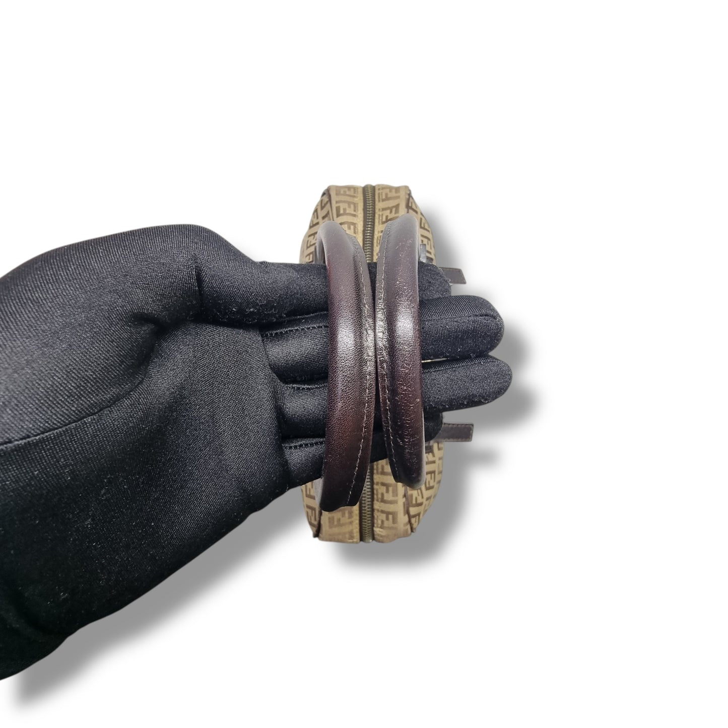 Fendi Zucchino Canvas Shoulder Bag Shw( Brown)