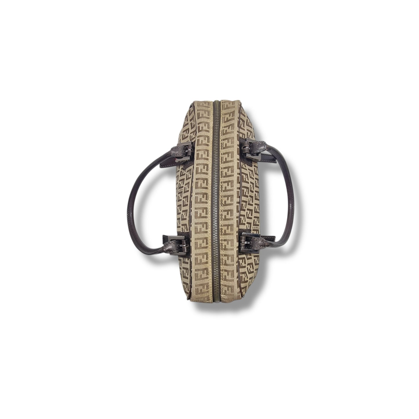 Fendi Zucchino Canvas Shoulder Bag Shw( Brown)