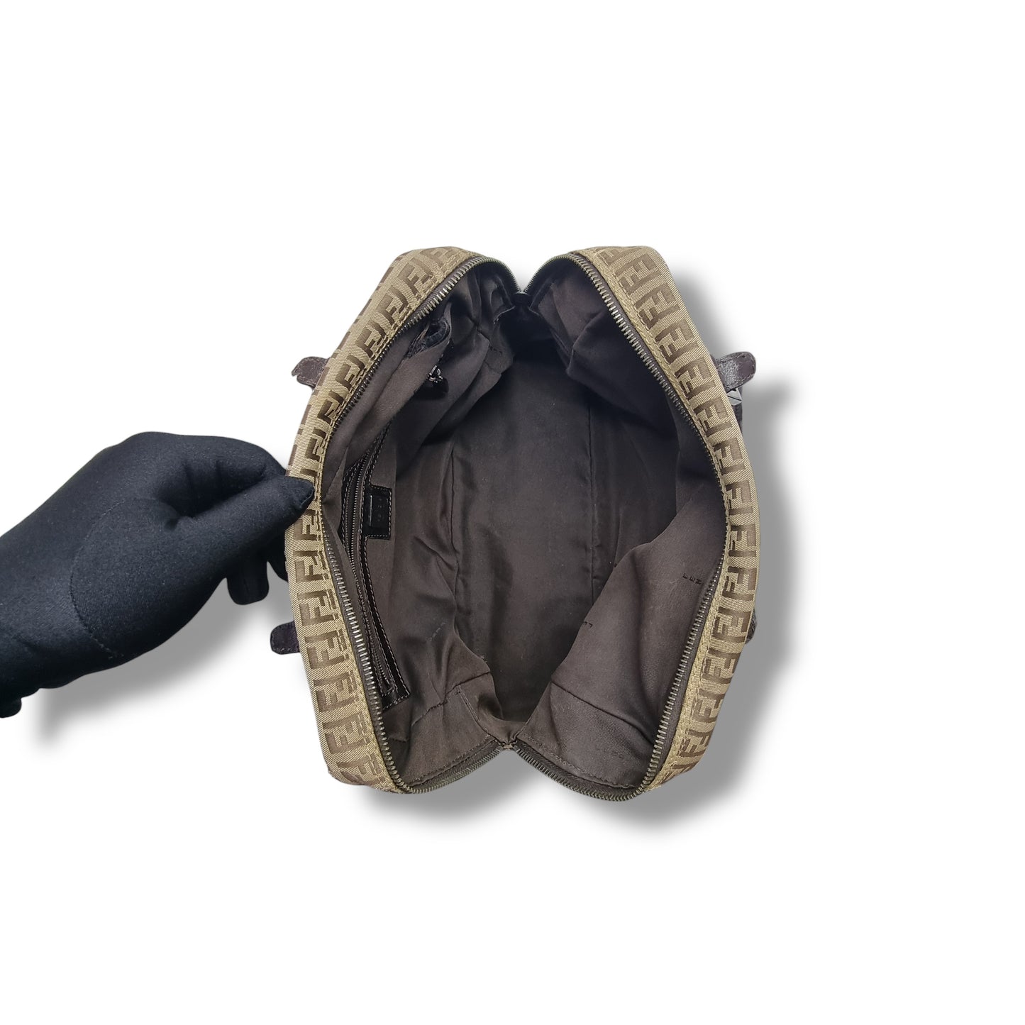 Fendi Zucchino Canvas Shoulder Bag Shw( Brown)