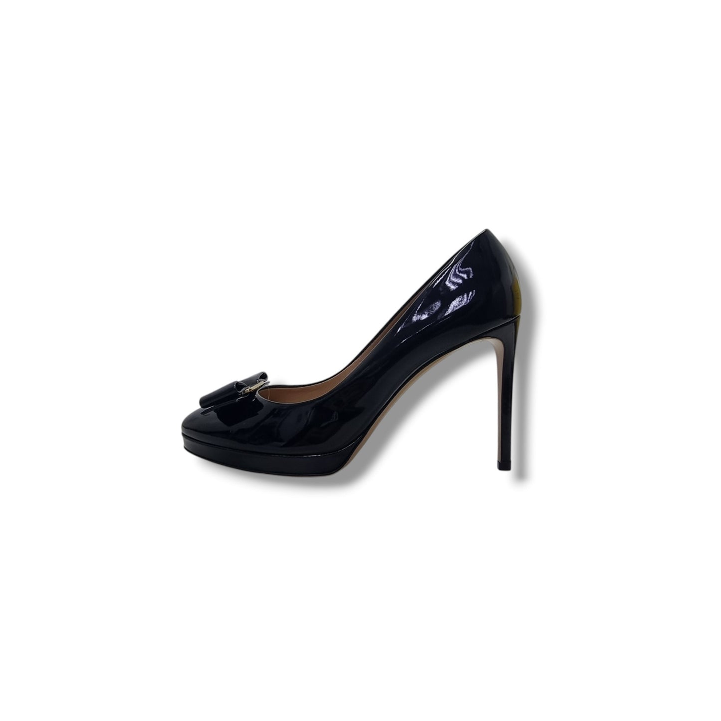 Salvatore Ferragamo Osimo Bow Heels Patent Leather Ghw (Black)